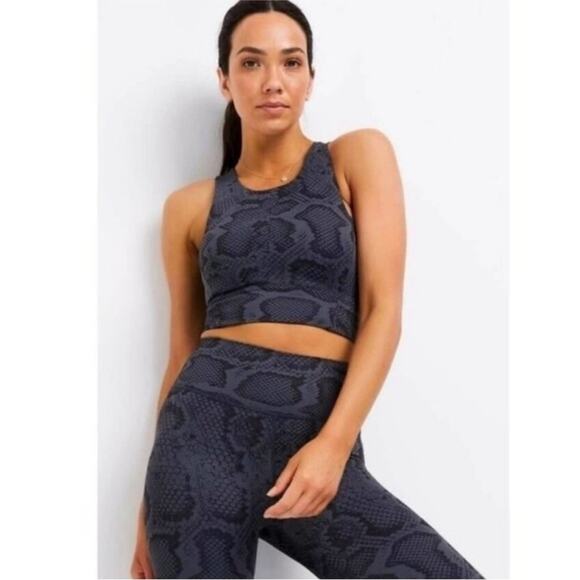 All Fenix Anthropologie Navy Snake Print Long Sports Bra Size Small - Picture 2 of 9